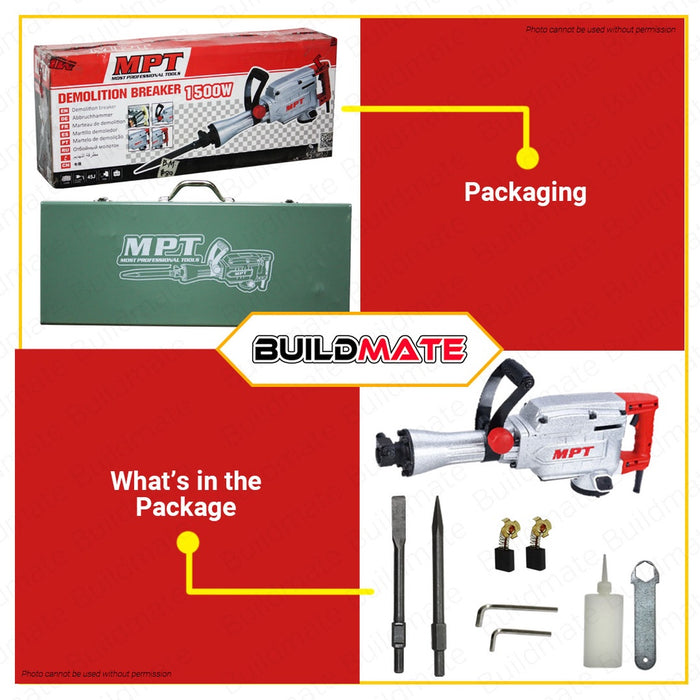 MPT Most Professional Tools Demolition Hammer Breaker 1500W MDB65 •BUILDMATE•