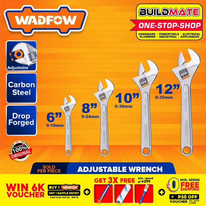 WADFOW 6" | 8" | 10" | 12 Inches Adjustable Wrench [SOLD PER PIECE] Hand Tool Wrenches BUILDMATE WHT