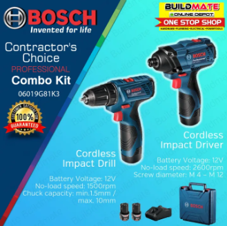 BOSCH Combo KIT 12V GSB 120 + GDR 120 Cordless Impact Drill + Impact D ...
