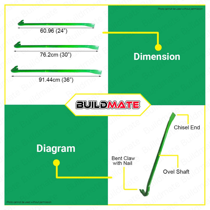 HOYOMA JAPAN Claw Bar Nail Remover Bar Crowbar Bareta Prying 24" 30" 36" SOLD PER PIECE •BUILDMATE•
