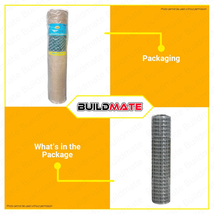 BUILDMATE Polonet Galvanized Welded Wire Mesh Net #21 3ft / 4ft  Square Welded Mesh for Fencing & Cages PLL-WW12X3 / PLL-LT55003-124
