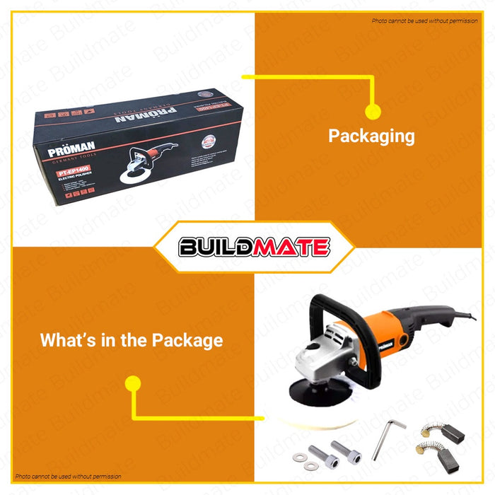 PROMAN GERMANY TOOLS Electric Angle Polisher 1400W PT-EP1400 •BUILDMATE•