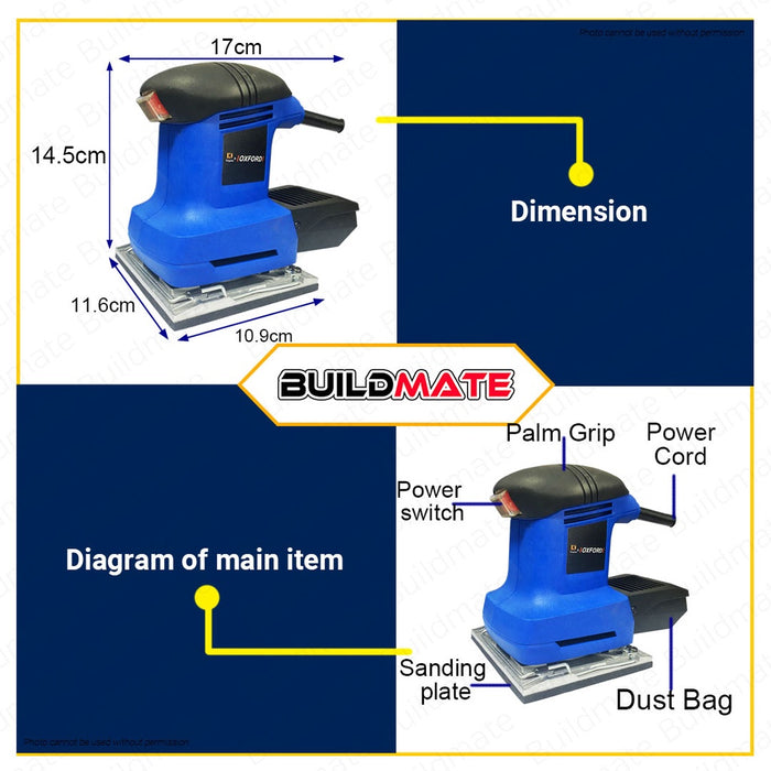 OXFORD ENGLAND Finish Palm Sander 240W OXFS-108 •BUILDMATE•