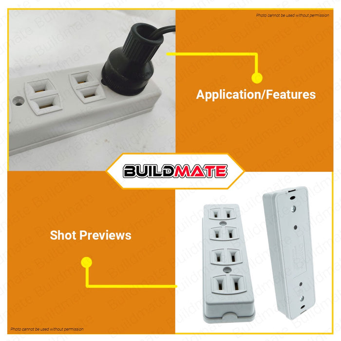 BUILDMATE Omni Spring Type Outlet 4-Gang 10A 250V STO-004 STO004