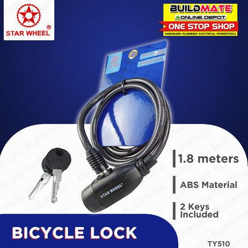 STAR WHEEL Bicycle Bike Cable Lock 1M #TY509 | 1.8M #TY510 100% ORIGINAL / AUTHENTIC •BUILDMATE•