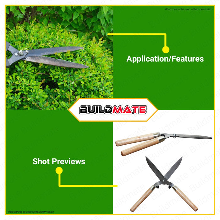 HOYOMA Hedge Shear Wood And Steel Handle Plant Gardening Scissor H-BL01 | H-BL01 •BUILDMATE• HYMHT