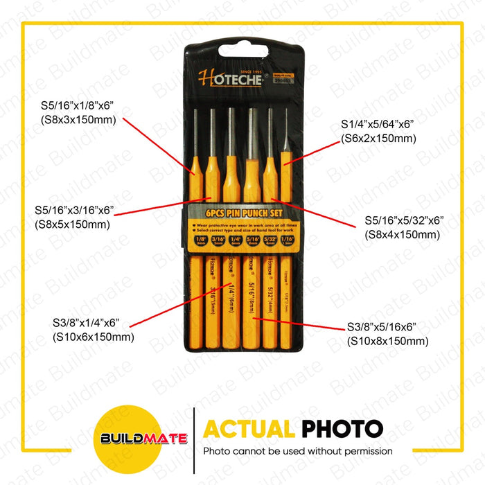 HOTECHE 6 PCS Pin Punch Chisel Set HTC-390403 •BUILDMATE•