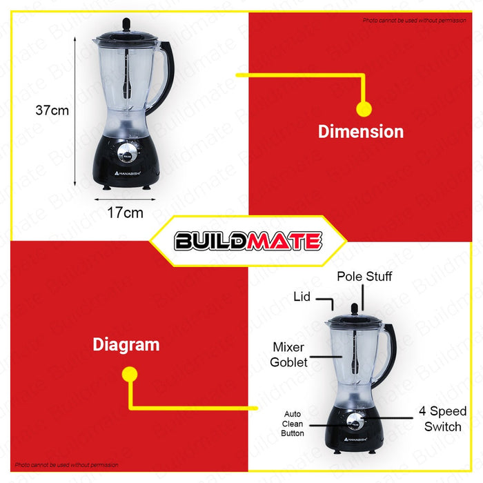 HANABISHI 2 in 1 Juice Blender 1.5L HJB1-18 •BUILDMATE•