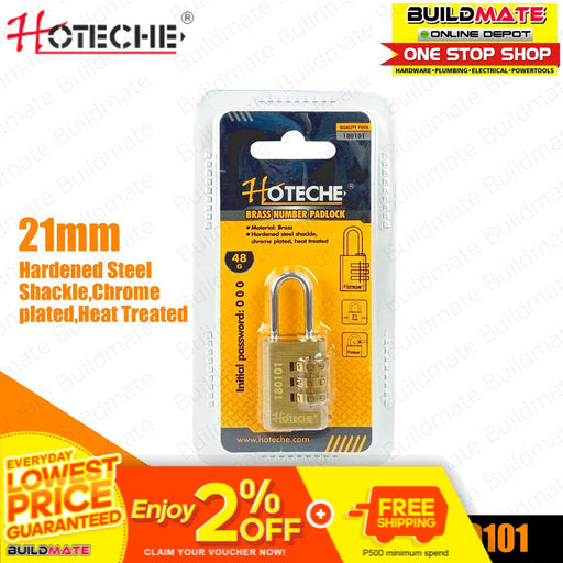 HOTECHE Brass Number Padlock 21x10 x30mm 180101 •BUILDMATE•