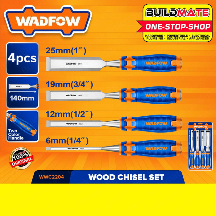 WADFOW 3PCS | 4PCS Wood Chisel Set 105mm | 140mm For Woodworking [SOLD PER SET] •BUILDMATE• WHT