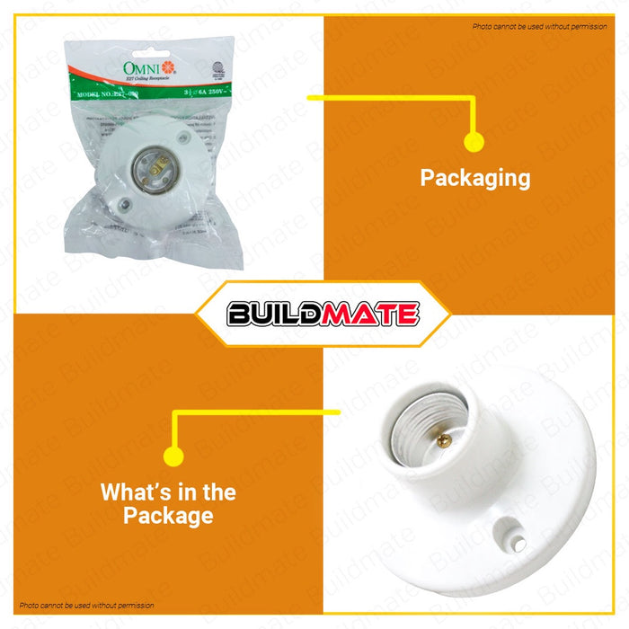 OMNI E27 Ceiling Receptacle  3 1/2" diameter w/ Screw •BUILDMATE•