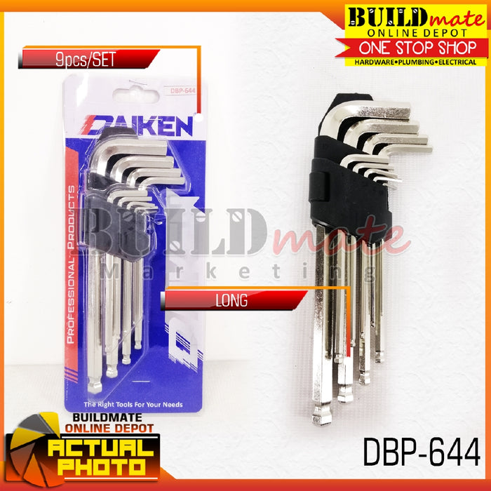 DAIKEN Hex Key Wrench Ball Point 1.5-10mm 9PCS/SET •BUILDMATE•