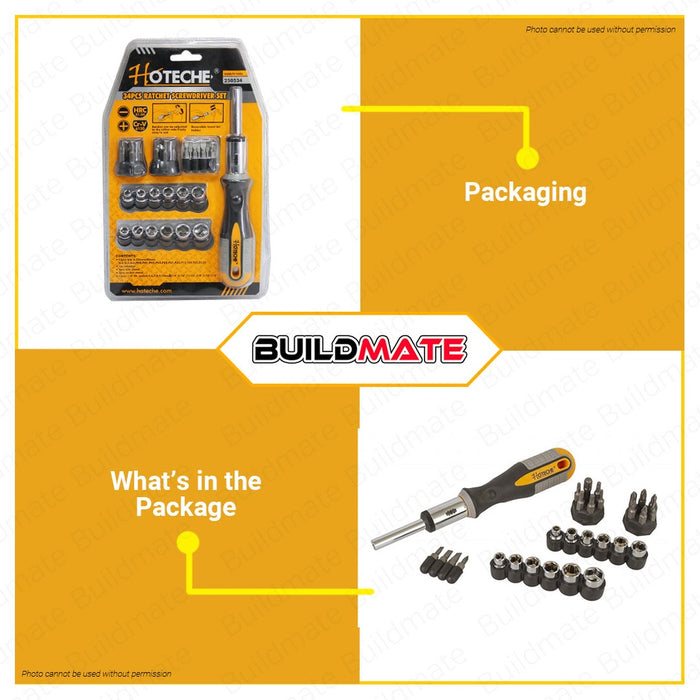 Hoteche 34 pcs Screwdriver Screw Driver Bits Set HTC-250534 •BUILDMATE•
