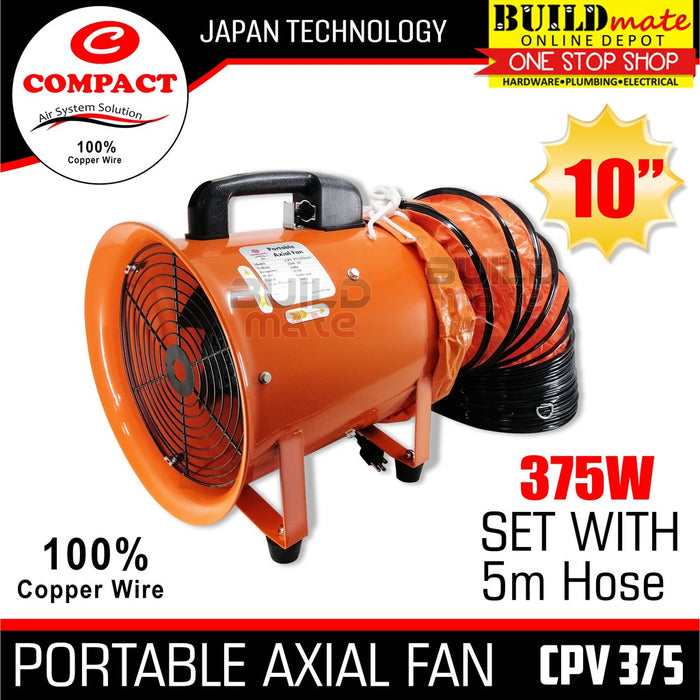 COMPACT 10" Portable Axial Fan Industrial Air Blower Ventilator CPV-375 (WITH 5M Hose) •BUILDMATE•
