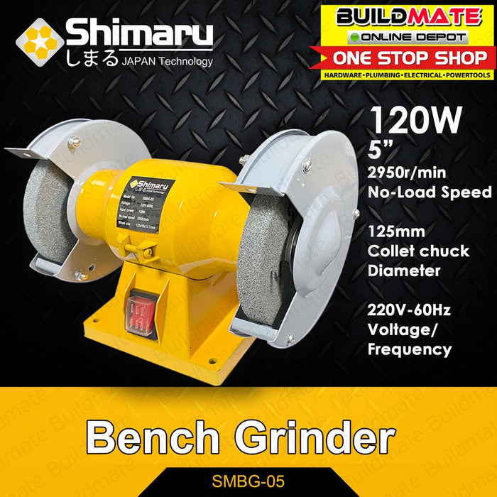 NEW! BUILDMATE | SHIMARU JAPAN Bench Grinder 5" Inch 120W | 180W [SOLD PER SET] with Grinding Wheel Polishing Grinding Machine Buffing Engraving Tool BG5 | BM-BG005 •
