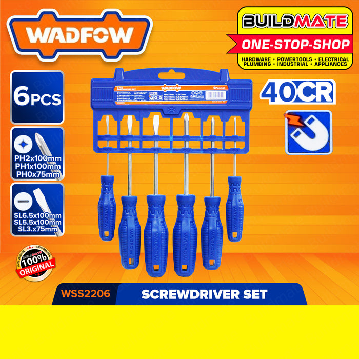 BUILDMATE Wadfow Screwdriver Set 2PCS | 4PCS | 6PCS [SOLD PER SET] Flat & Philip Screwdriver Round Shank & Flathead Screwdriver Slotted Screwdriver Crosshead Screwdriver Repair Tool Kit Hand Tool Set • WHT