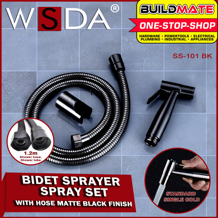 WSDA 304 Stainless Bidet Sprayer Spray Set with Hose Matte Black Finish SS-101 BK •BUILDMATE•