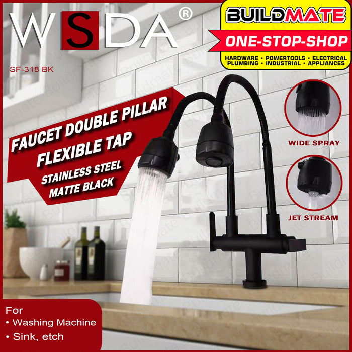 WSDA Stainless Kitchen Faucet Matte Black Finish SF-318 BK •BUILDMATE•