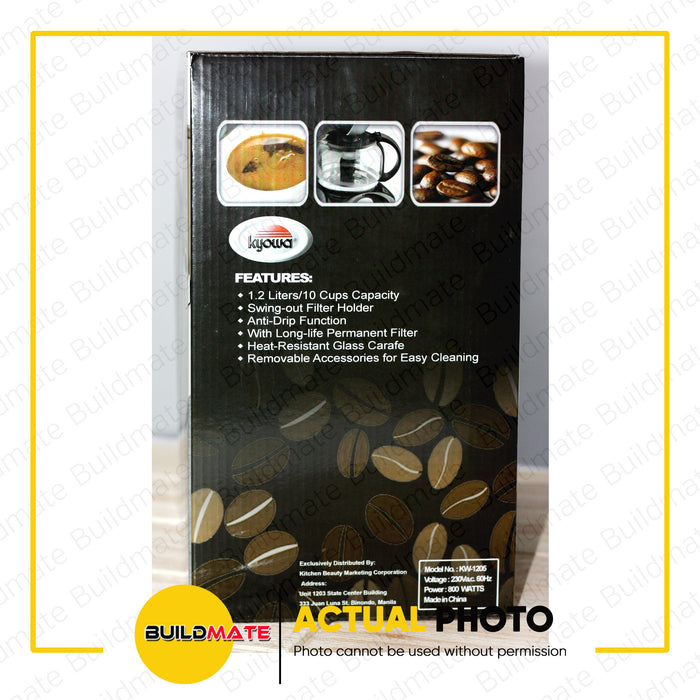 KYOWA Coffee Maker 800W 1.2L BLACK | WHITE KW1205 with Anti-Drip Function •BUILDMATE•