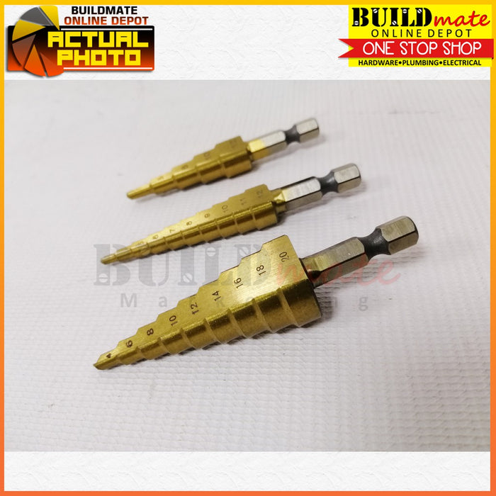 Hexagonal Shank Step Cone Drill Bit Hole Groove Cutter SOLD PER PIECE •BUILDMATE•