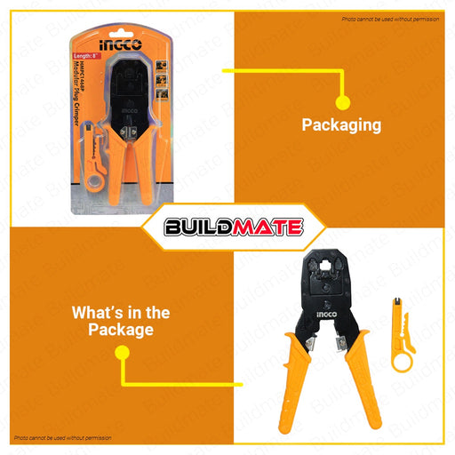 INGCO Modular Plug Crimping Crimper Pliers HMPC1468P 100% ORIGINAL / AUTHENTIC •BUILDMATE• HT2