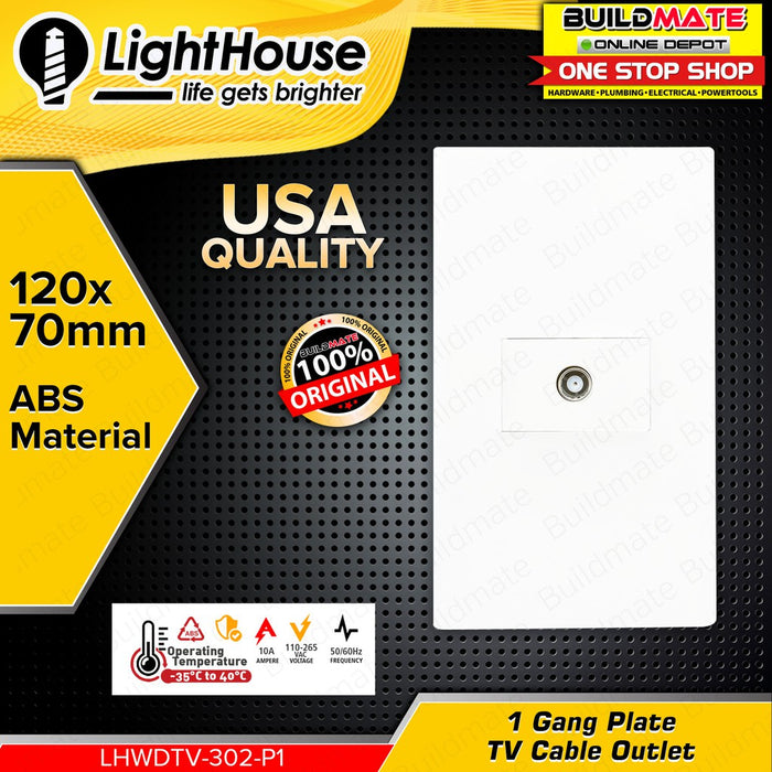 Lighthouse Tv Box LIGHTHOUSE Electric 1 Gang Plate w/ TV Cable Outlet 120mm x 70mm LHWDT ...