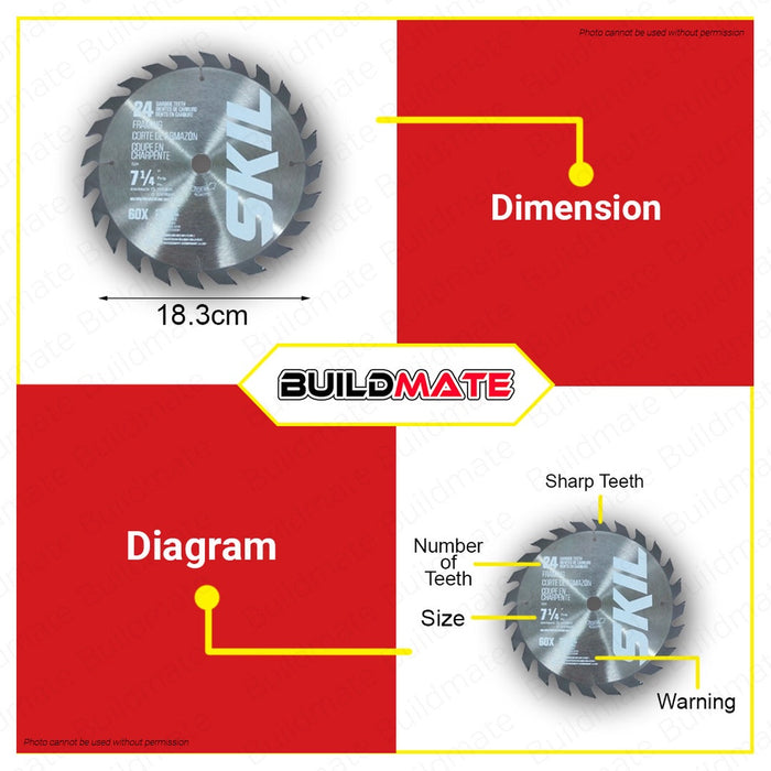 SKIL Circular Cutting Saw Carbide Disc Blade 7-1/4" 24T High Quality •BUILDMATE•