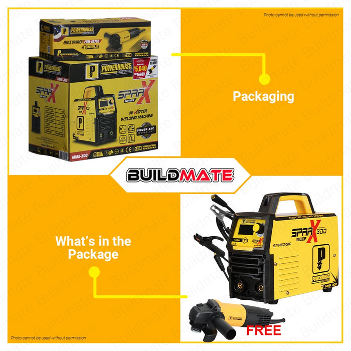 [FREE GRINDER] POWERHOUSE Synergic Inverter Type Welding Machine SparX Series MMA-300 PHWM BUILDMATE