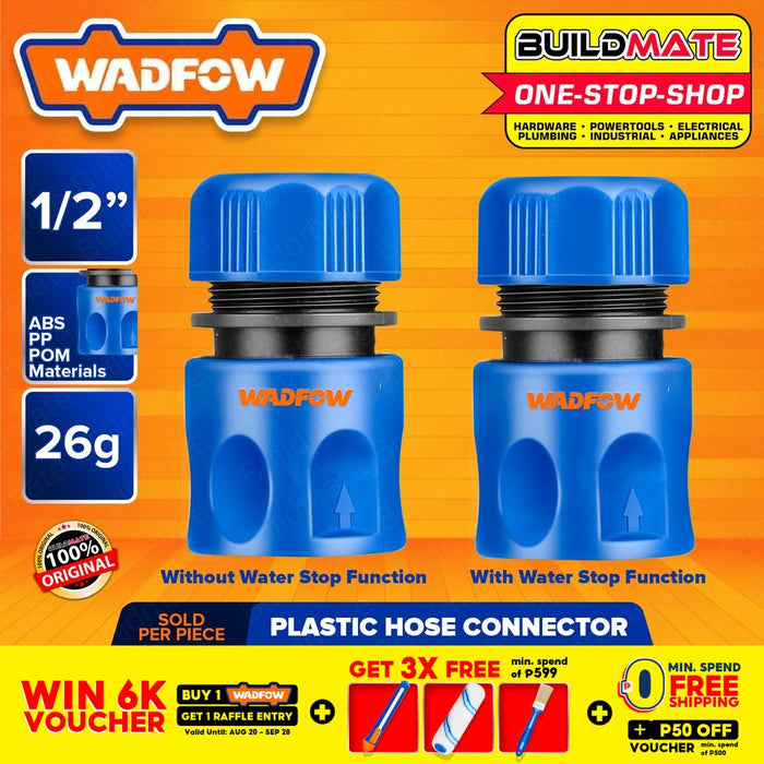WADFOW Plastic Hose Connector 1/2" Inch With Water Stop | Without Water Stop [SOLD PER PIECE] WHT