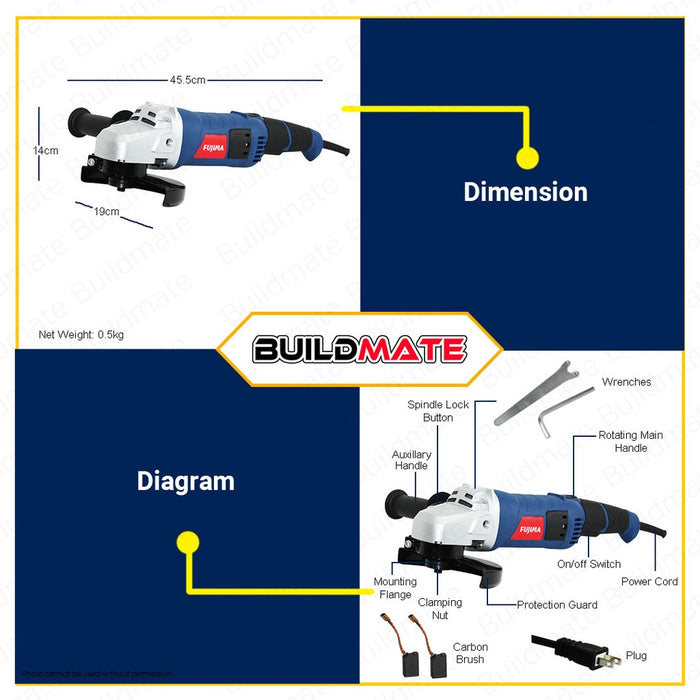 FUJIMA JAPAN Angle Grinder 2000W 7" FT-AG2000 •BUILDMATE•