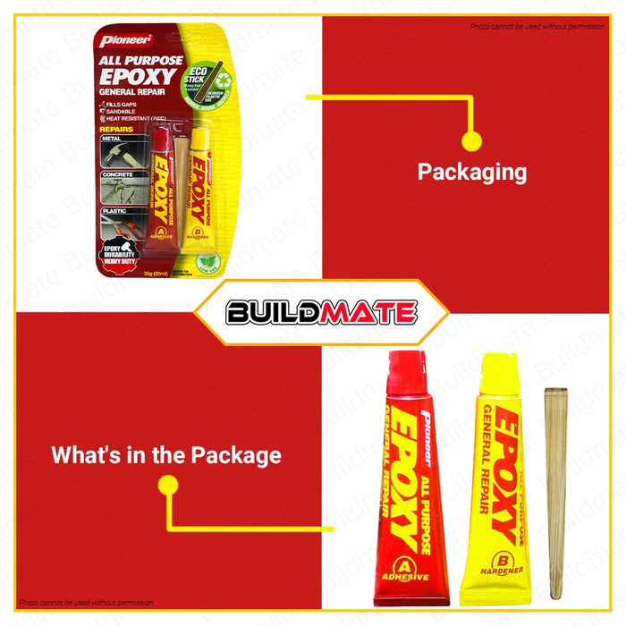 PIONEER All Purpose Epoxy 35G (20ml) Tube General Repair Adhesive & Hardener 1EAP1354 •BUILDMATE•