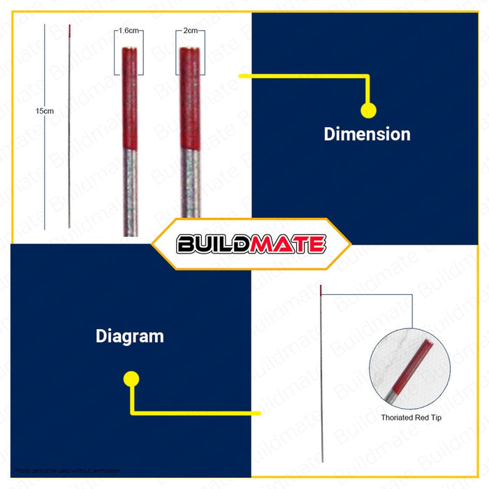 FUJIMA Tungsten Electrode 1.6mm | 2.0mm 10PCS/SET For Welding SOLD PER SET •BUILDMATE•