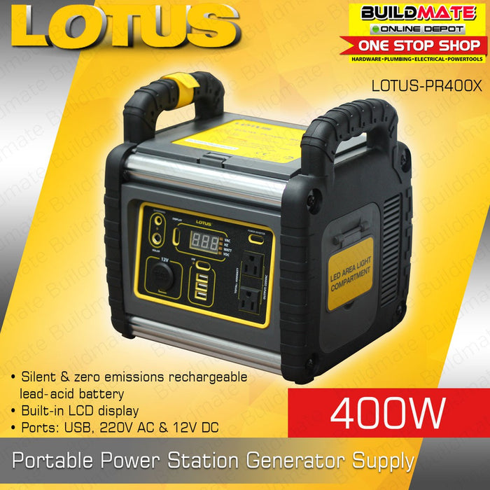 LOTUS 350W | 400W Li-Ion Cordless Rechargeable Portable Power Station Generator Supply [SOLD PER SET] PR400X / PR350XLI  •BUILDMATE•