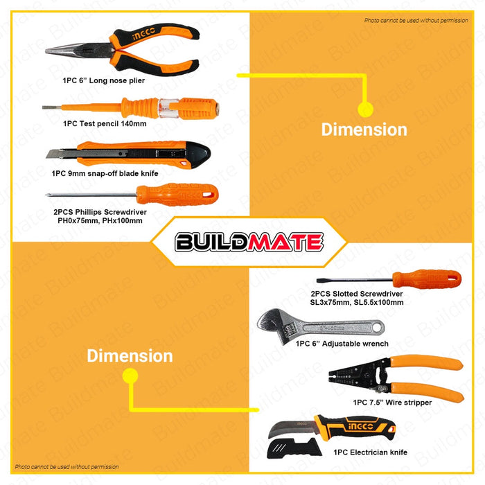 Ingco 26pcs Electricians Tools Set HKETS0261 100% ORIGINAL / AUTHENTIC •BUILDMATE• IHT