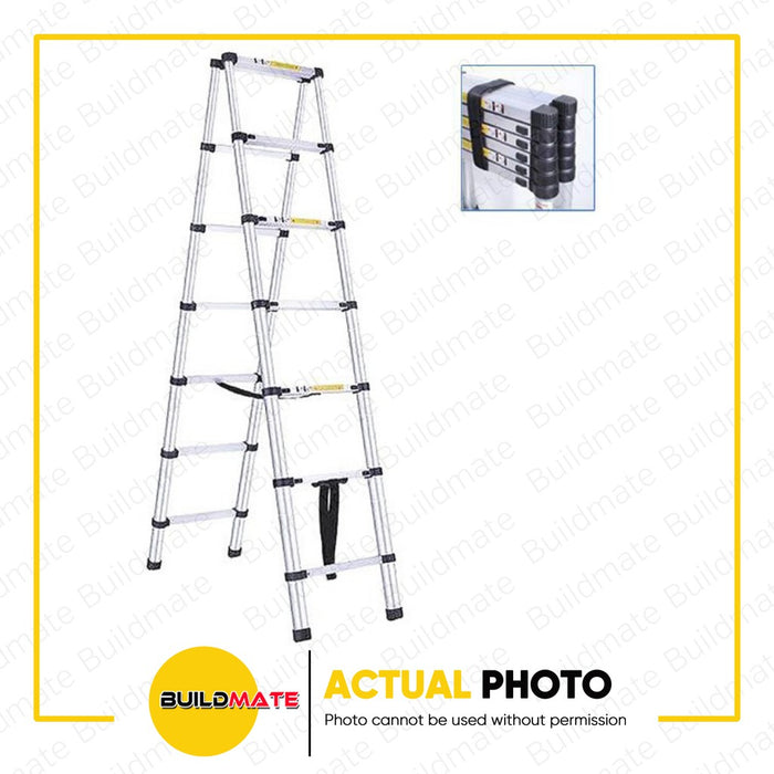 FUJIMA Aluminum Telescopic Double Ladder 2.6m AY-ZJ2626 S/S •BUILDMATE•