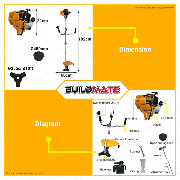 INGCO Heavy Duty 4 Stroke Gasoline Grass Trimmer and Bush Cutter GBC53144241 •BUILDMATE• IPT