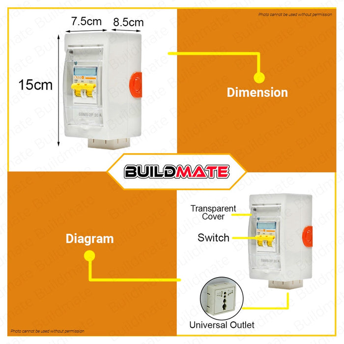 OMNI Mini Safety Breaker with Socket SBMS-2P •BUILDMATE•