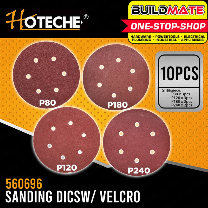 HOTECHE 10 PCS Aluminum Oxide Velcro Sanding Disc 150mm HTC-560696 •BUILDMATE•