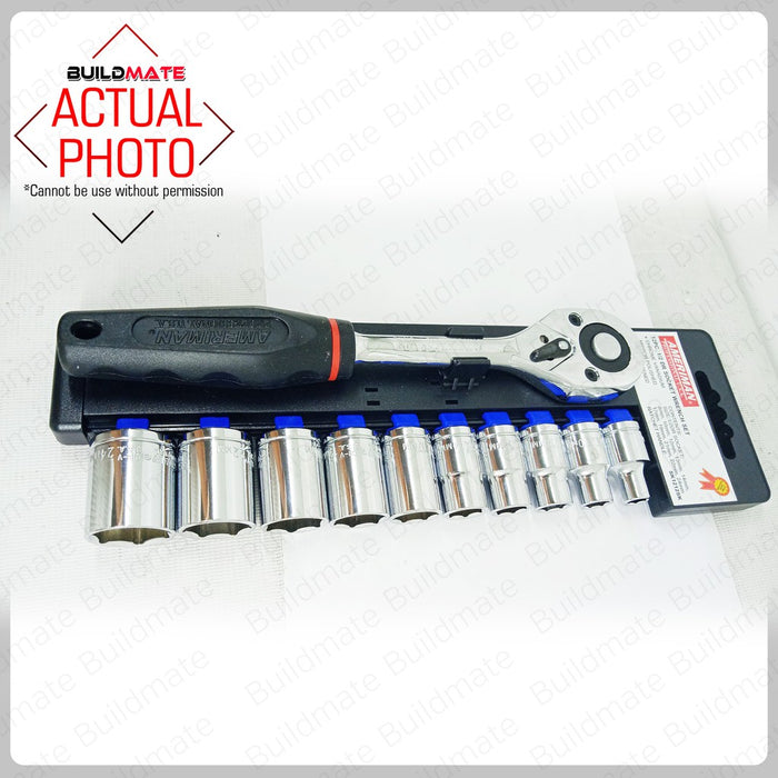 AMERIMAN 12PCS 1/2" Drive Socket Wrench Set MADE IN TAIWAN SK1212SK •BUILDMATE•