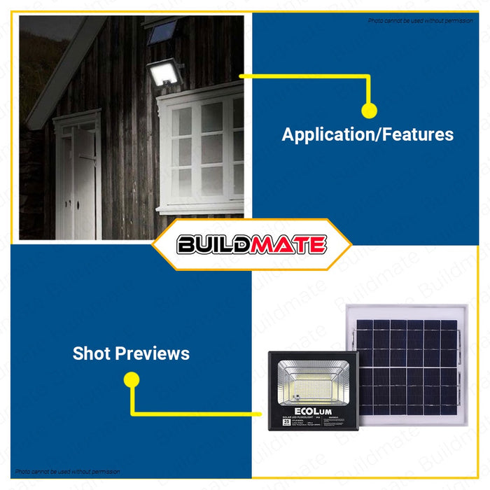 BUILDMATE Ecolum by Firefly Solar LED Floodlight 250lm / 400lm Daylight IP65 With Remote Control Weatherproof Outdoor Solar Street LED Security Flood Light