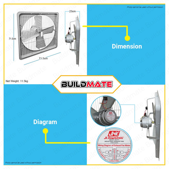 COMPACT/JR KAWASAKI Industrial Wall Mounted Electric Exhaust Fan 24"  AUTHENTIC •BUILDMATE•