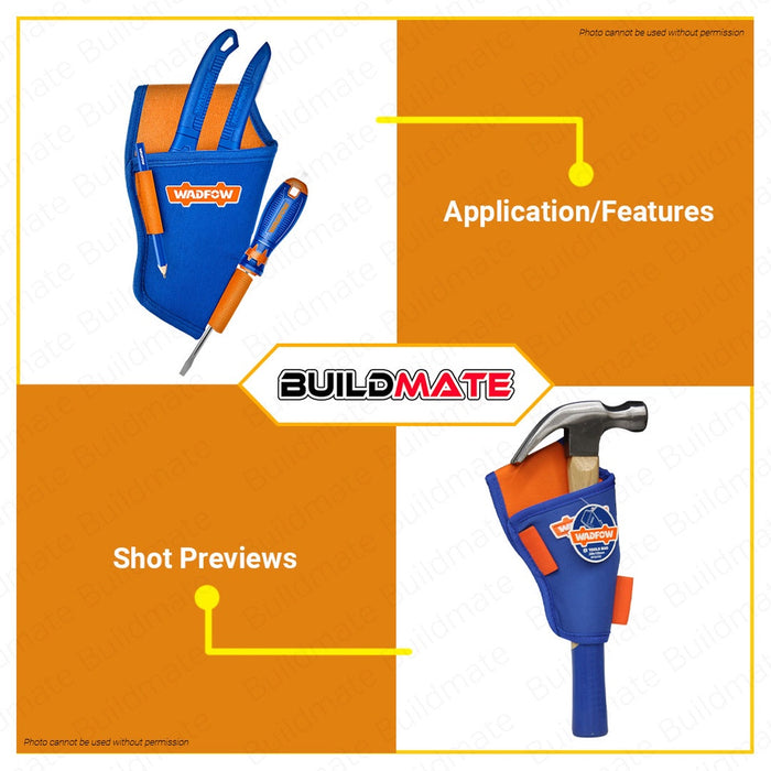 WADFOW Tools Bag Waist Tool Bag Belt DIY Multi Purpose Bag 200x120mm Polyester WTG2103 BUILDMATE WHT