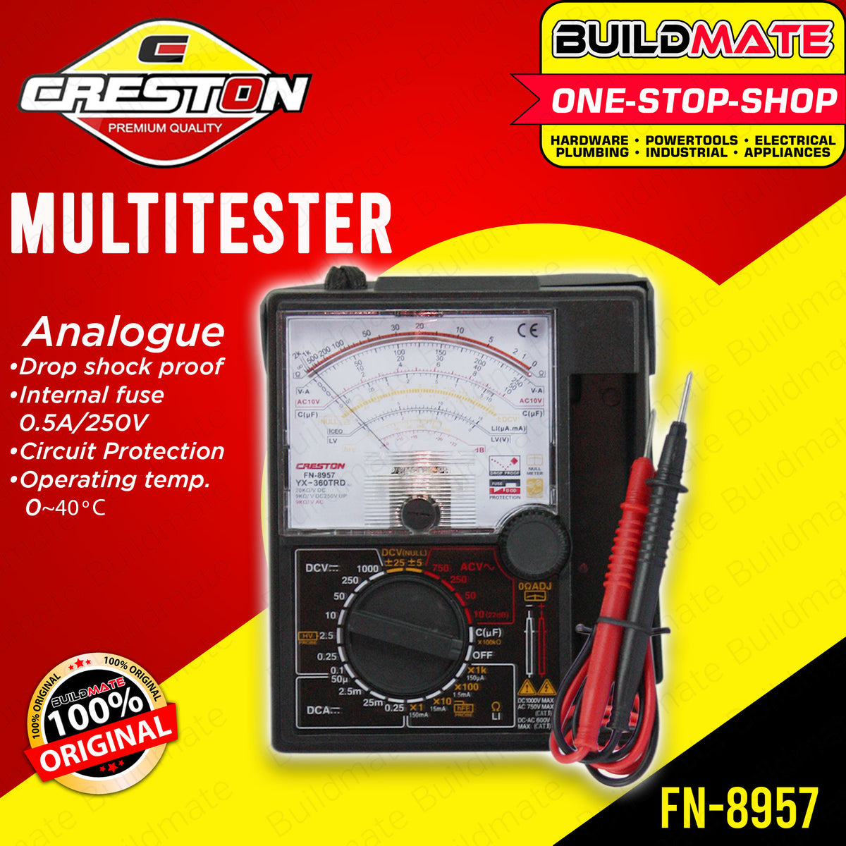 CRESTON Analog Analogue Multi Tester FN8957 •BUILDMATE• — Buildmate
