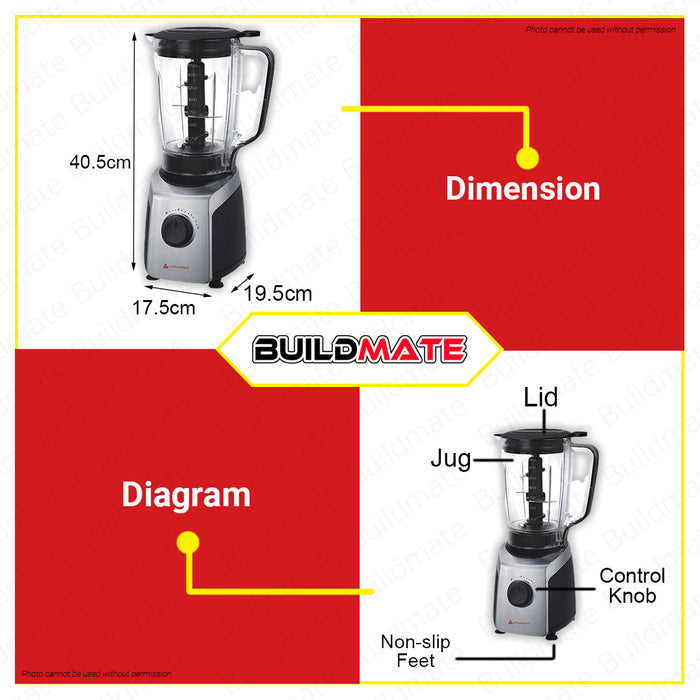 HANABISHI Juice Blender 1.7L with 2 Speeds Control Pulse Function HJB-100 •BUILDMATE•