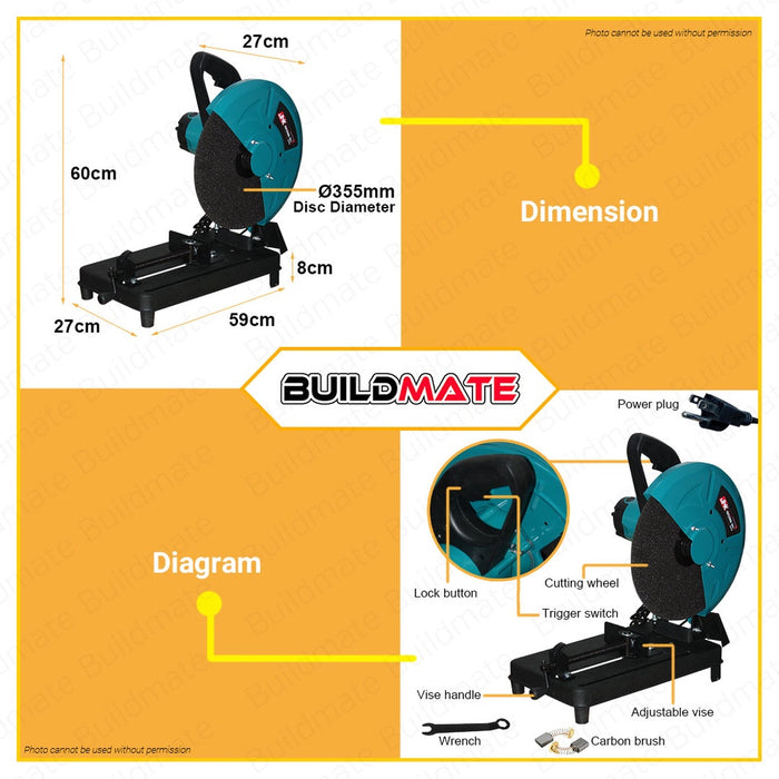 JR KAWASAKI Chop Saw Cut Off Machine 14" 2300W 2414ND 100% ORIGINAL / AUTHENTIC •BUILDMATE•