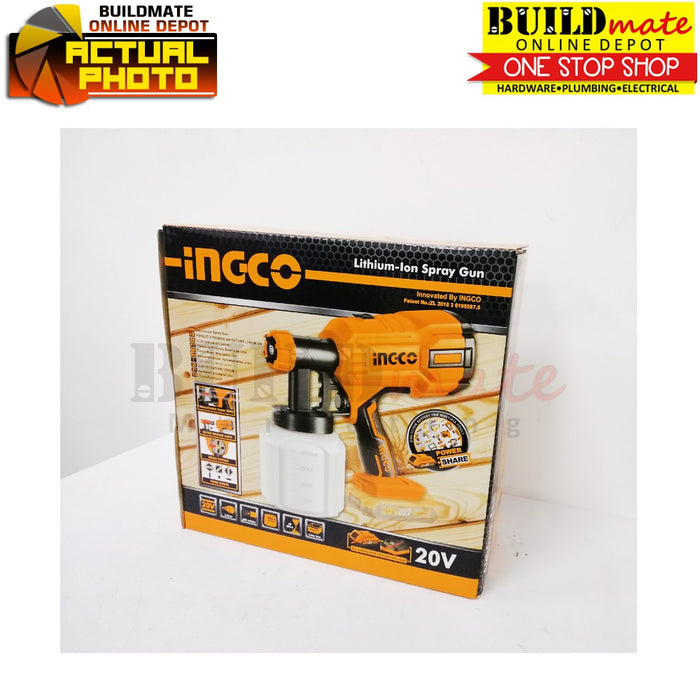 INGCO Cordless Paint Spray Gun Set Wireless 20V CSGLI2001 •BUILDMATE• ICPT