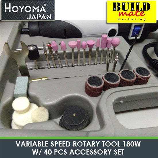 Hoyoma VARIABLE SPEED ROTARY TOOL 180WAND 40-PIECE ACCESSORY SET •BUILDMATE•