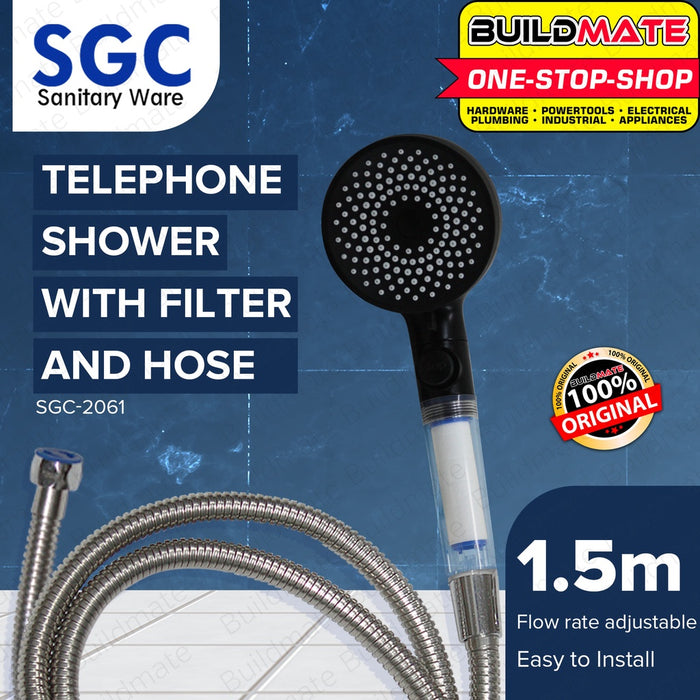 S.G.C. Black Hand Telephone Shower with Filter and Hose SGC-2061 AUTHENTIC •BUILDMATE•