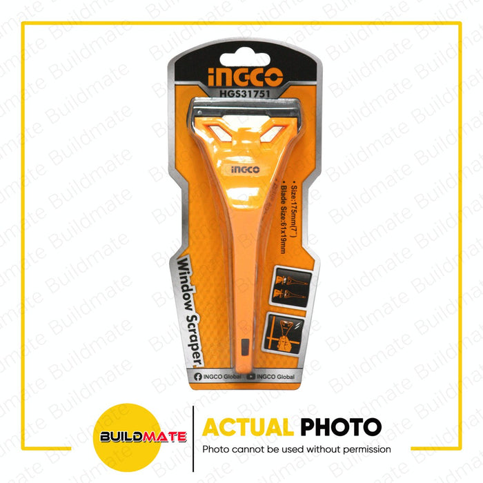 INGCO 7" Window Scraper Cleaner with 1 Trimming Knife Blade 175mm HGS31751 •BUILDMATE• IHT