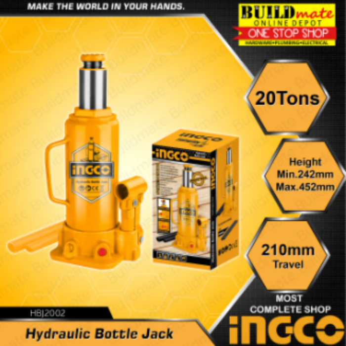 INGCO Hydraulic Bottle Jack 20TONS HBJ2002 •BUILDMATE• IHT